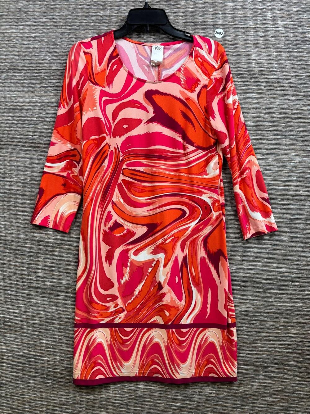 Ali Ro Dress Womens Size 10 Pink Psychedelic Print Sheath Knee Length 3/4 Sleeve